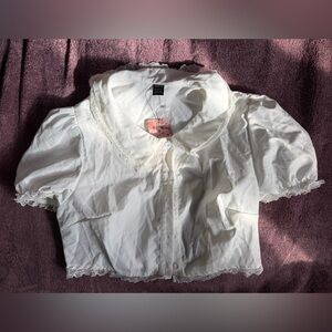 SHEIN Ivory Lace Accent Top